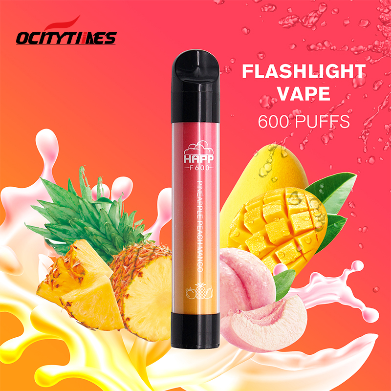 Strawberry ice LED flashlight 600 puffs disposable pod vape pen 