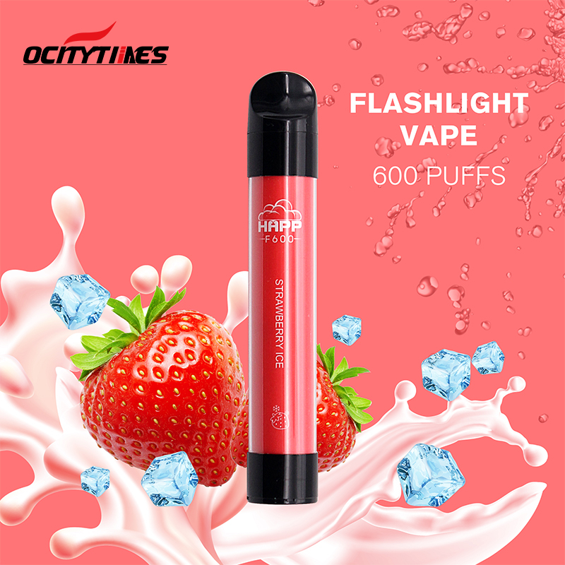 Strawberry ice LED flashlight 600 puffs disposable pod vape pen 